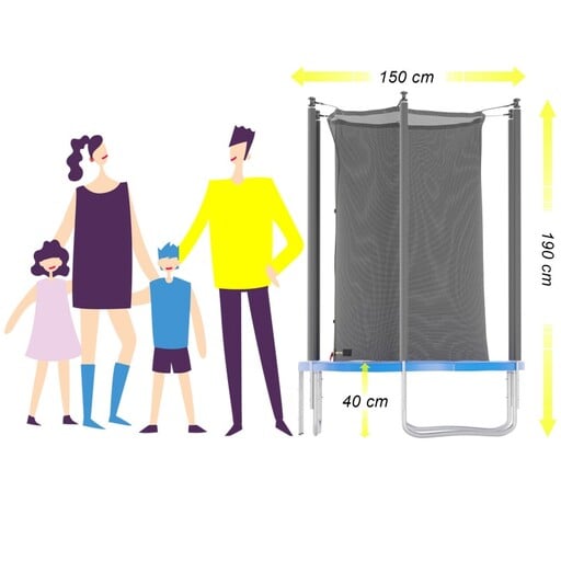 Cocon tuintrampoline van 150 cm (5 ft) met binnennet en beschermmat.
