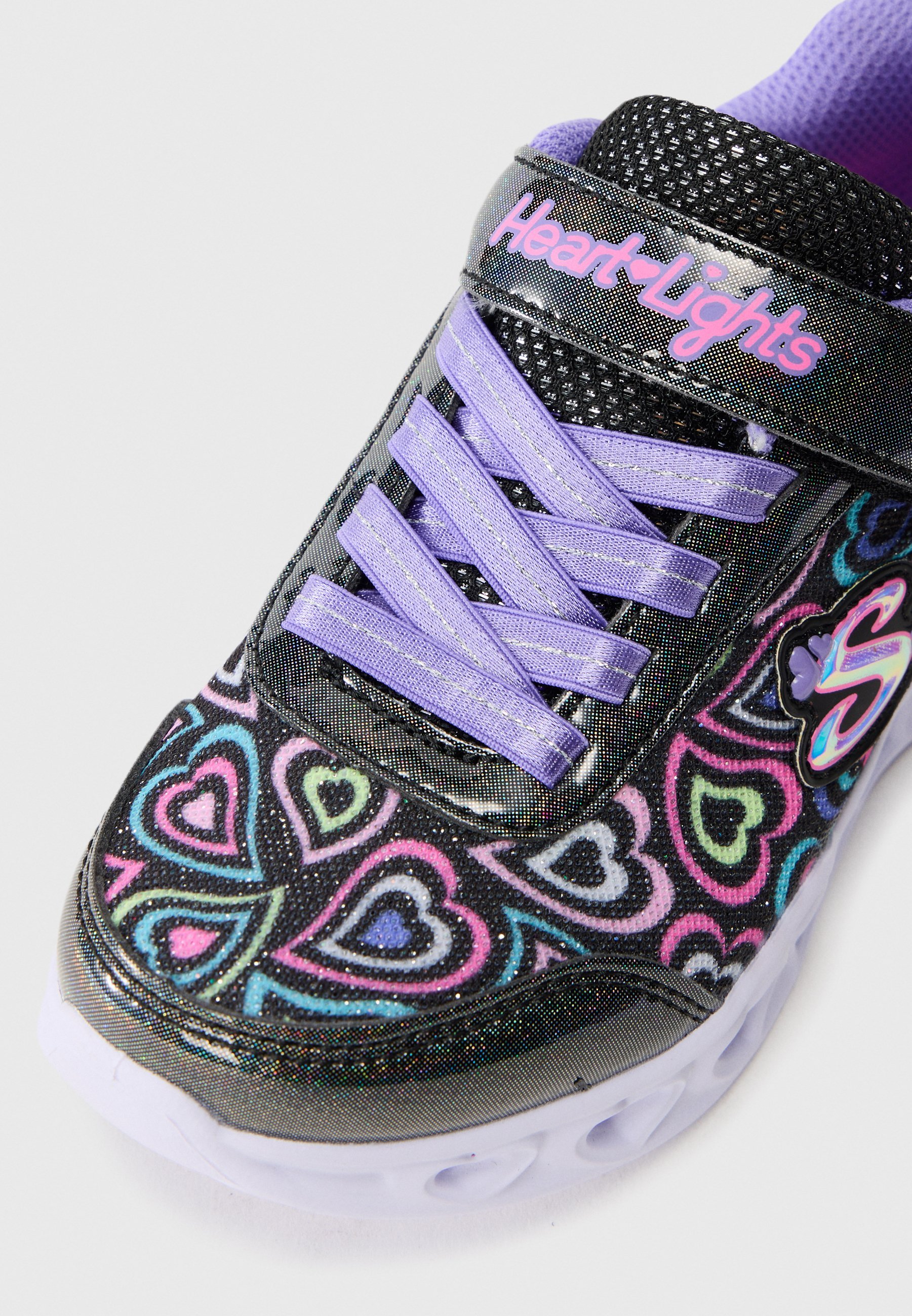 Skechers HEART LIGHTS - Sneakers - zwart met glitter/meerkleurig