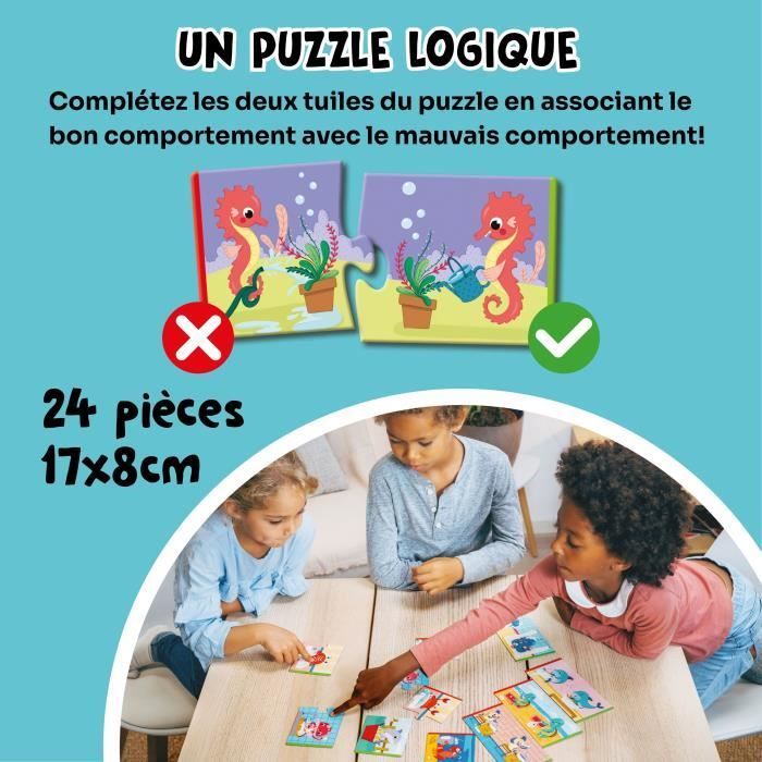 Juegos educativos - GEOMAG - Rompecabezas ecológico para ahorrar agua - Mini rompecabezas educativos - Conservación del agua