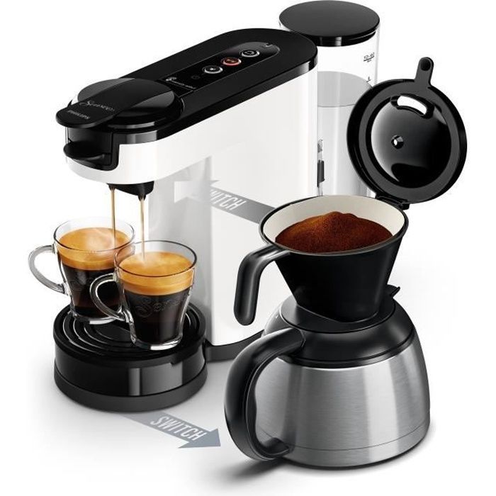 Cafetera de cápsulas - PHILIPS - SENSEO - HD6592/05 - Interruptor 2 en 1 para cápsulas y filtros - Blanca