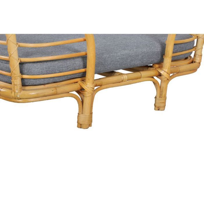 Cesta para perros y gatos - BEAU RIVAGE - SELENE - Ratán - Rectangular 75x47x40 cm - Cojín gris extraíble de 6 cm