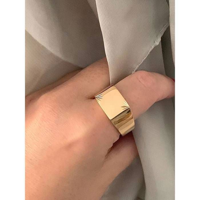 Signet ring in 18K gold plating (750/1000) - BIJOUXIA - Large - Unisex