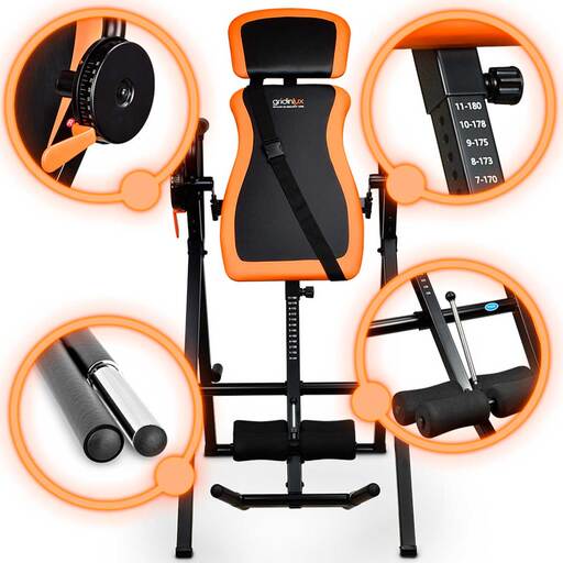 Gridinlux In-Gravity Inversion Table 1800 med 180° lutning och säkerhetsbälte