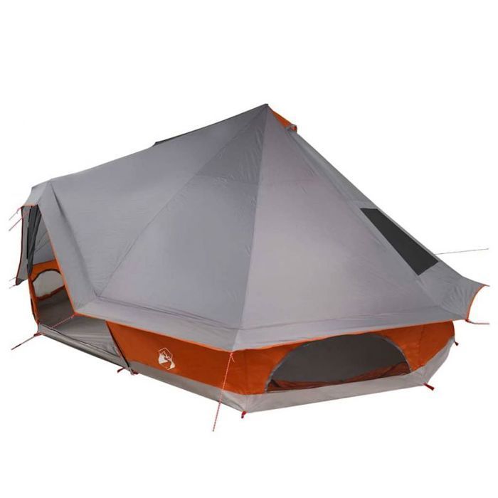 Tienda tipi familiar VIDAXL 680 x 430 x 270 cm - Gris/Naranja, tafetán de poliéster y malla