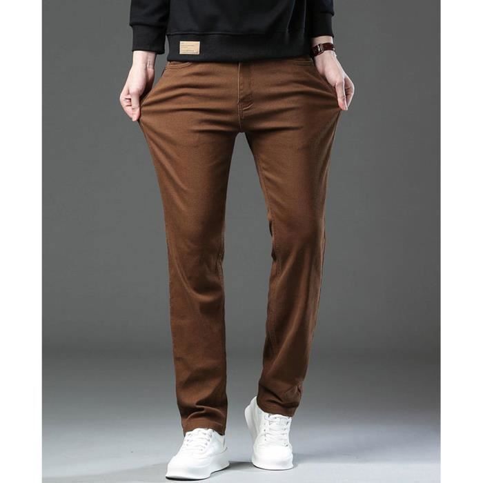 Jeans da uomo a gamba dritta, taglie forti, INSFITY - Caffè