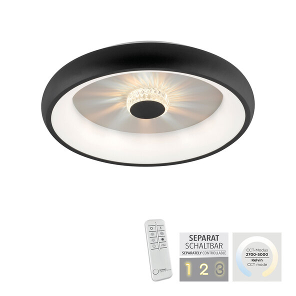 Lampă de tavan LED KUNEO Ø 45 cm, neagră
