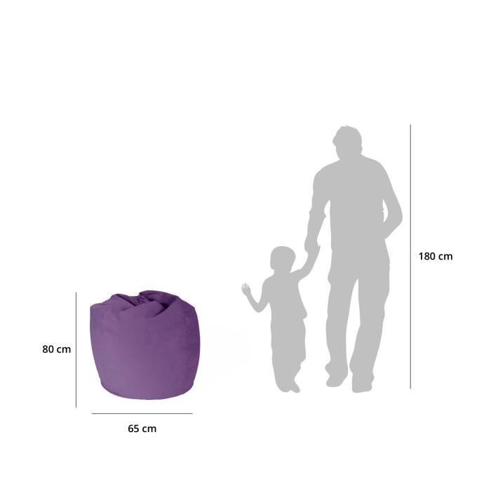 Puf XL Plus - LUMALAND - 65 x 80 cm - Roxo - Tecido