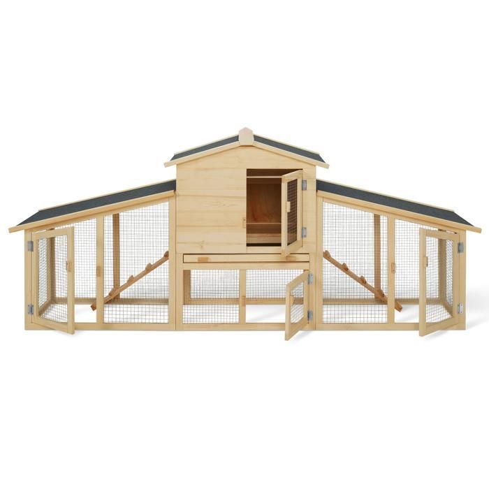 IDMARKET VIP Gallinero con jaula doble de madera XXL