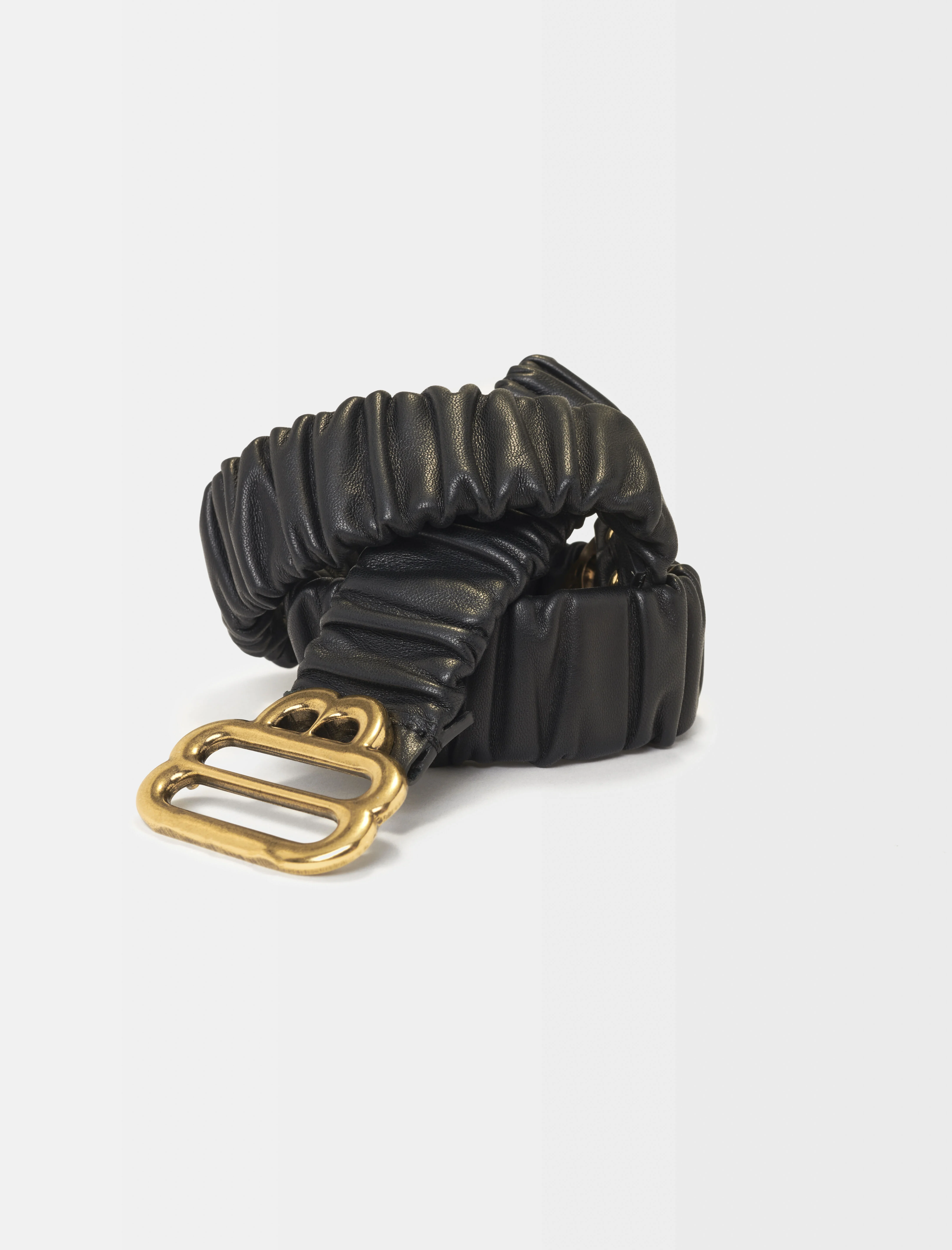 Curea din piele cu logo Clover - Negru