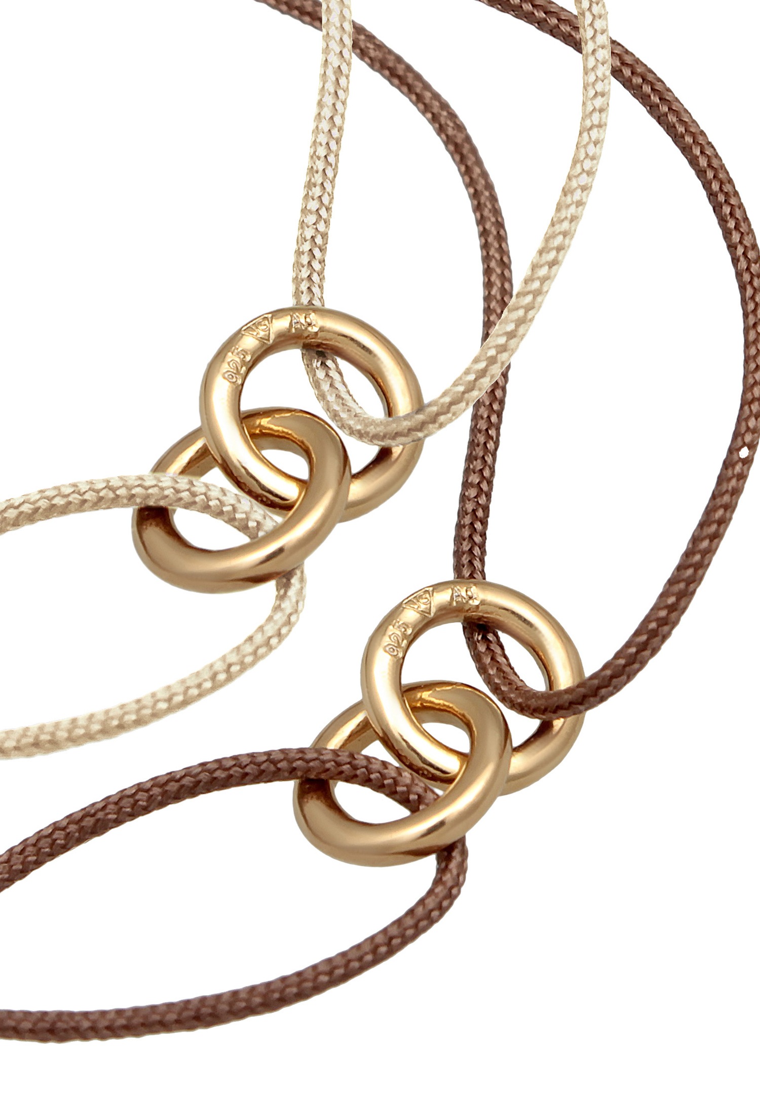 Elli Femmes Set Symbole Cercle avec Nylon en argent sterling 925 plaqué or