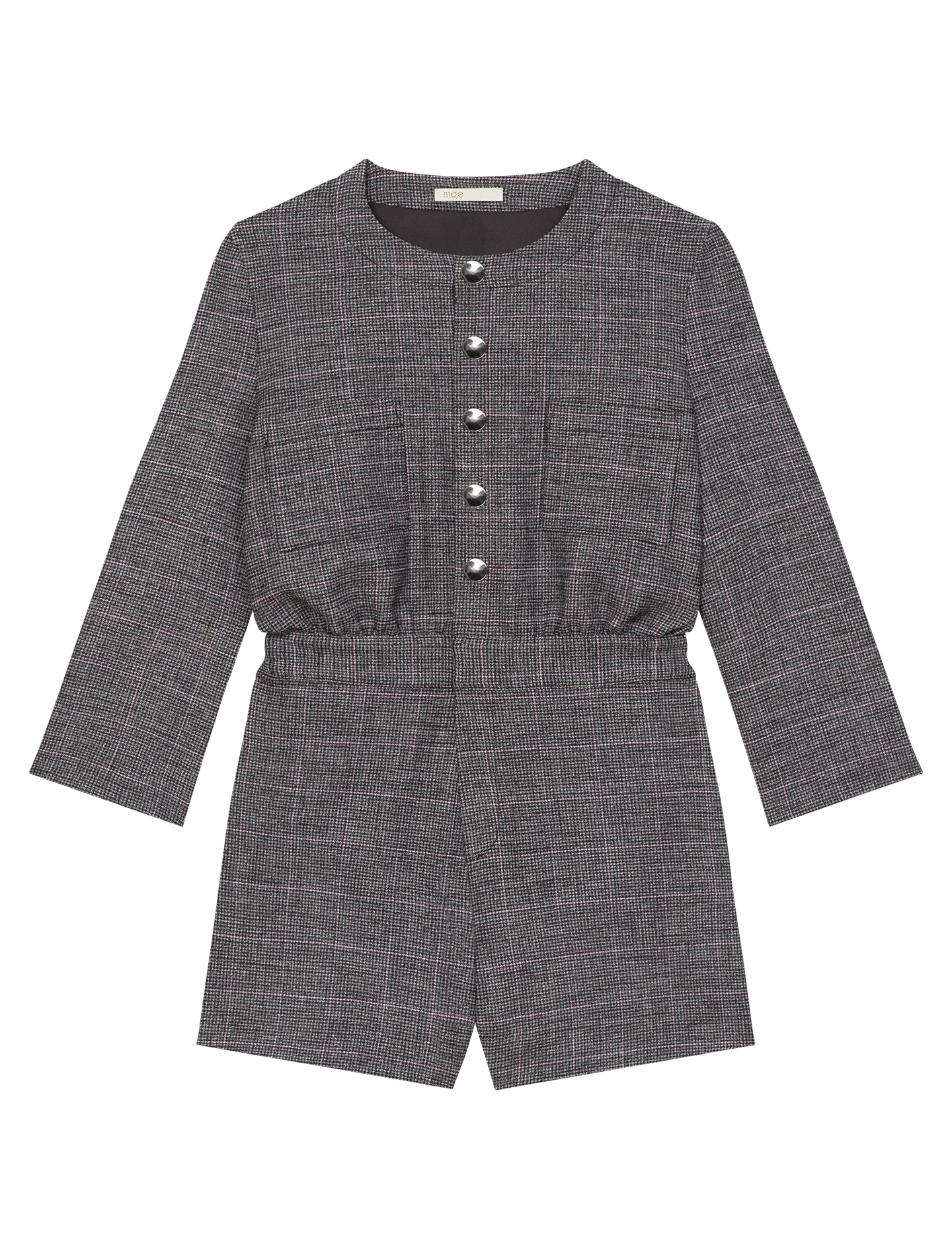 Salopetă scurtă în stil tweed - Gri