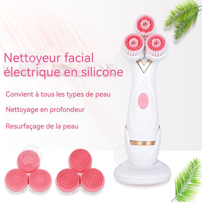 INN Brosse Nettoyante Visage Électrique 1.2W 500mAh 4 modes de nettoyage rotatif Chargement USB Brosse nettoyante visage silicone