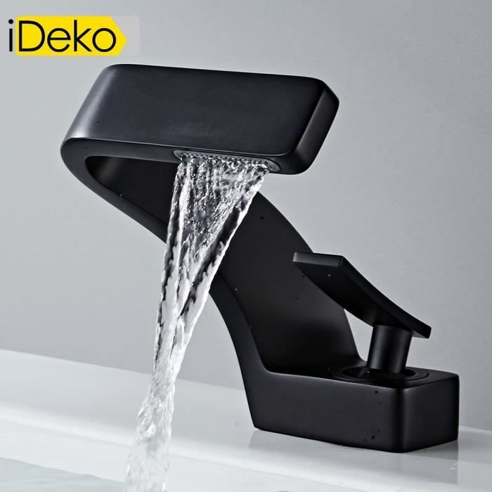 iDeko® Moderne Waterval Badkamermengkraan met Schildersdesign, Eéngreeps, Zwart, EU-standaard