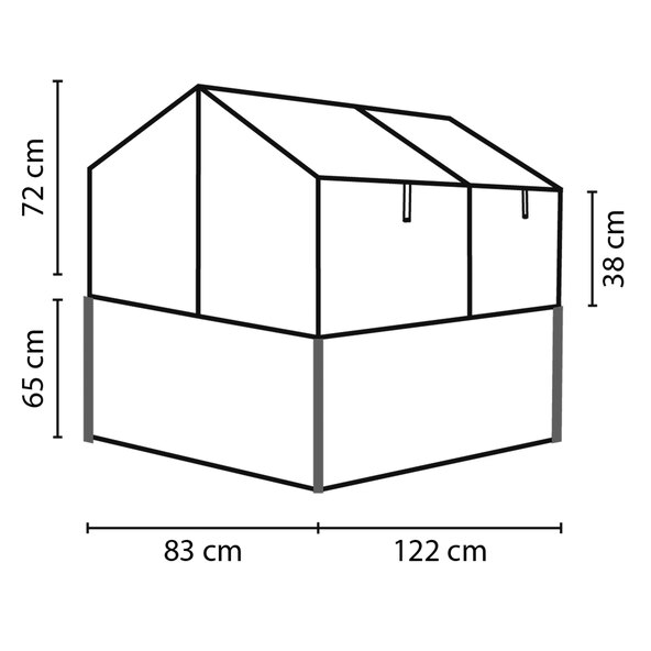 Gaia Jumbo hevet kaldramme, 4 mm polykarbonat, granitt/svart
