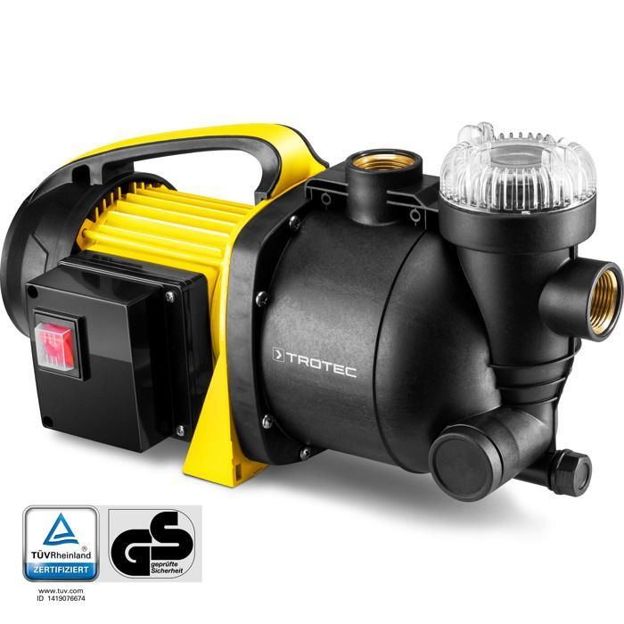 TROTEC Pompe de jardin à filtre intégré TGP 1005 E pompe a eau - 1000 watts - débit max. 3.300 l/h - 42 m hauteur refoulement