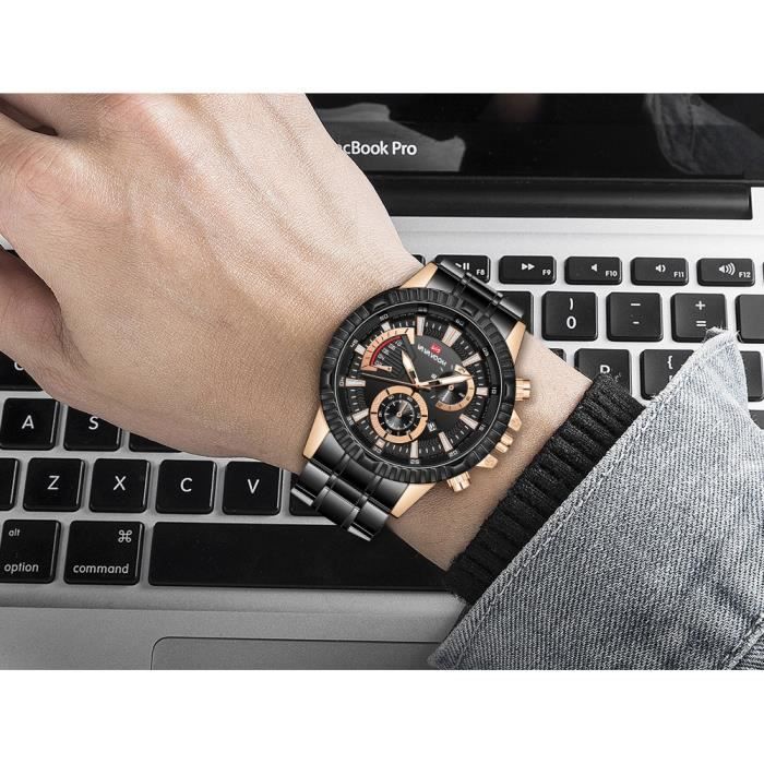 FESTIVUS Men's Watch - Quartz - Analog - Steel - Black - Rose Gold Case