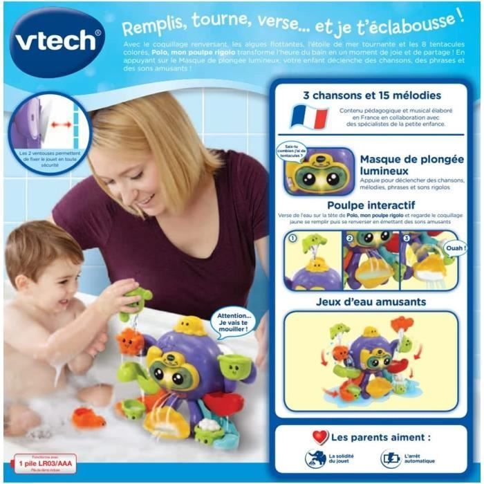 Jouet de Bain interactif VTECH BABY - Polo, Mon Poulpe Rigolo - Multicolore - Pour Bébé de 1 à 5 ans