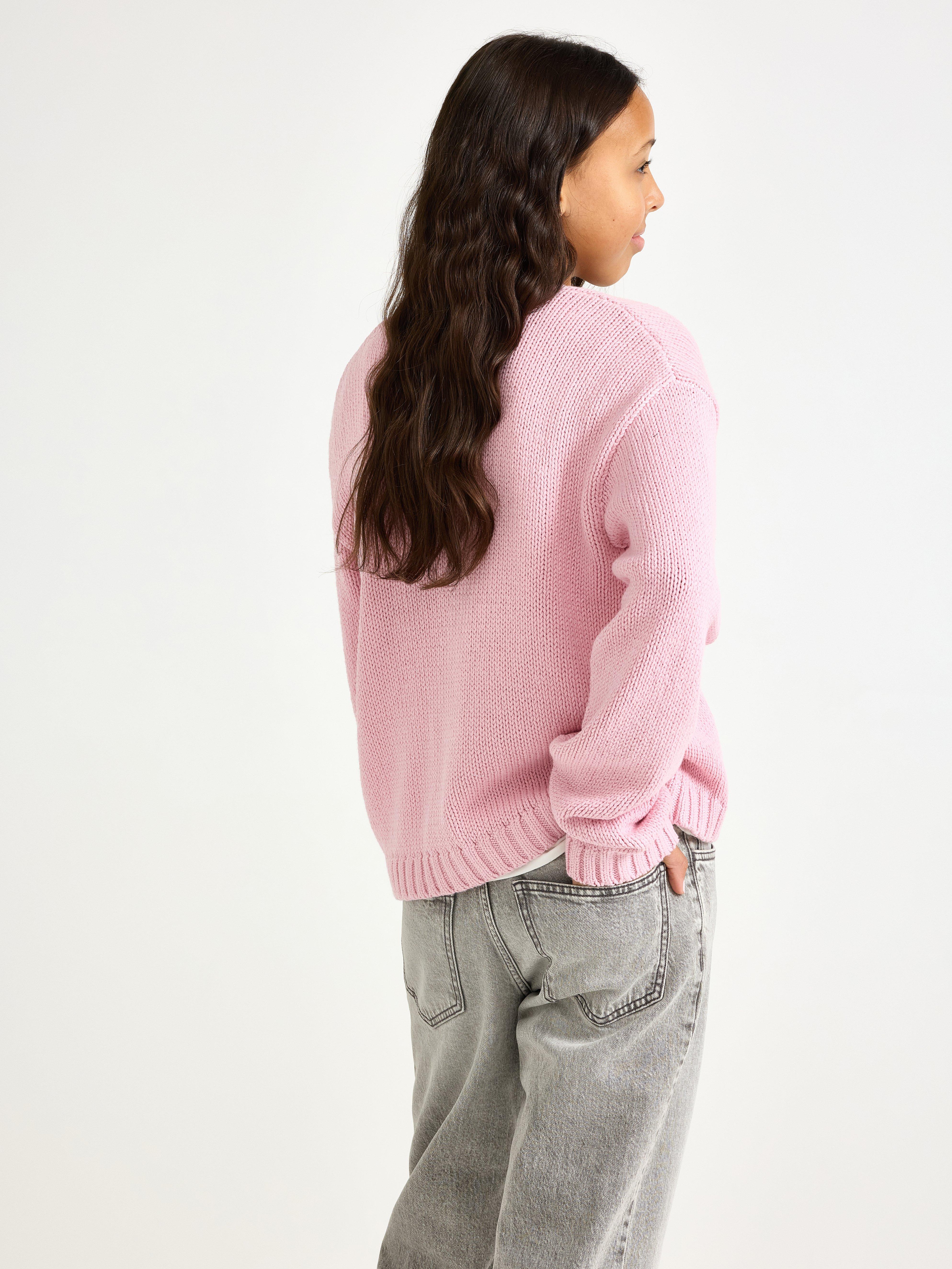 Cardigan med knyting Lys støvet rosa