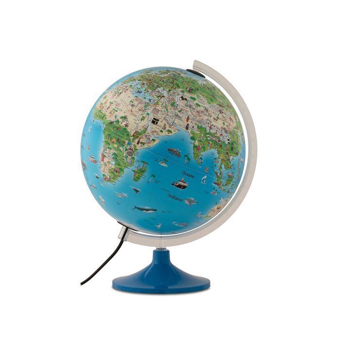 Tecnodidattica – Atmosphere Family Massieve Wereldbol voor Kinderen | Verlicht | Geïllustreerde Kaart | 30 cm Diameter – Tekst
