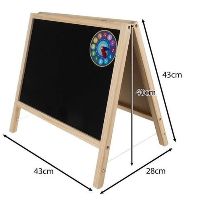 Tableau double face magnétique - Enfant - 40x40 cm - Non toxique - Prêt à jouer - Écologique