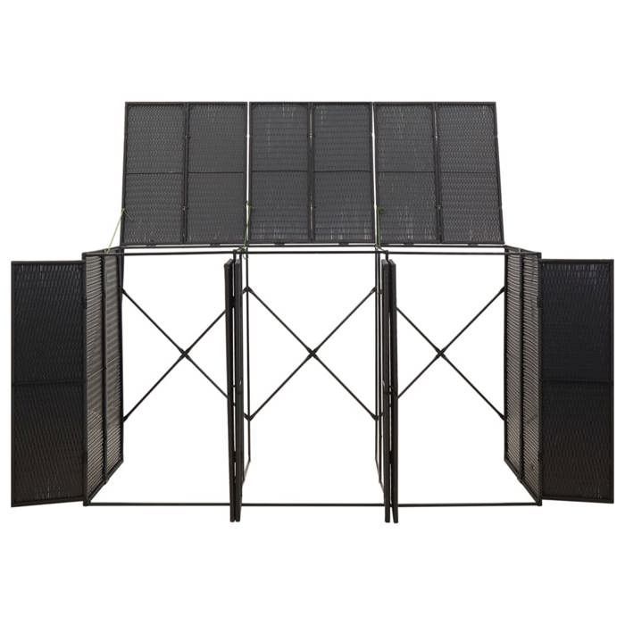 BEST SELLER Abri pour poubelle triple Noir 207x80x117 cm Résine tressée - Cache-conteneurs à déchets - 7162979