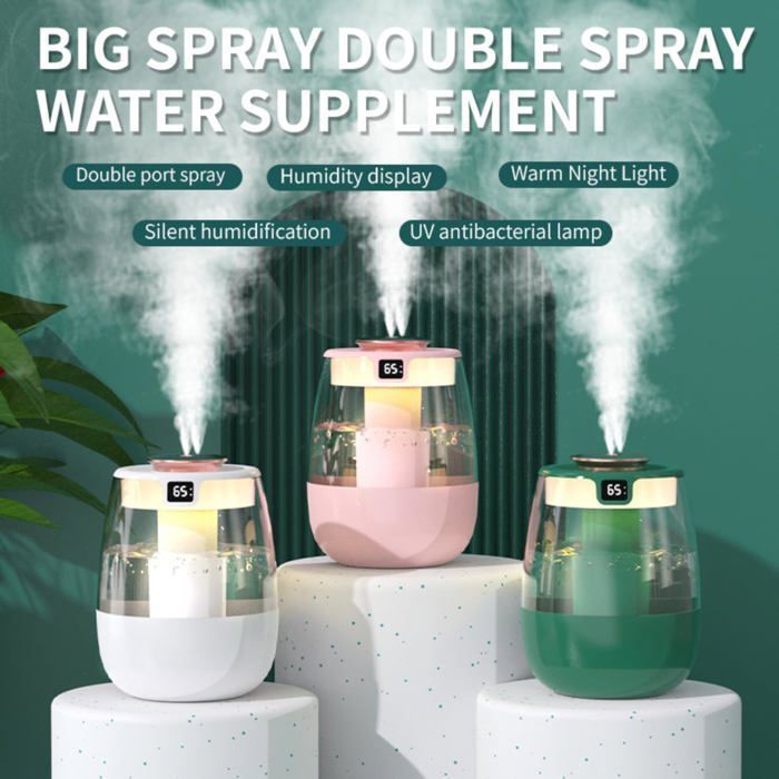 Humidificateur de chambre à coucher, 1,8 litre, brume fraîche avec veilleuse, humidificateur d'air pour la maison et les plantes