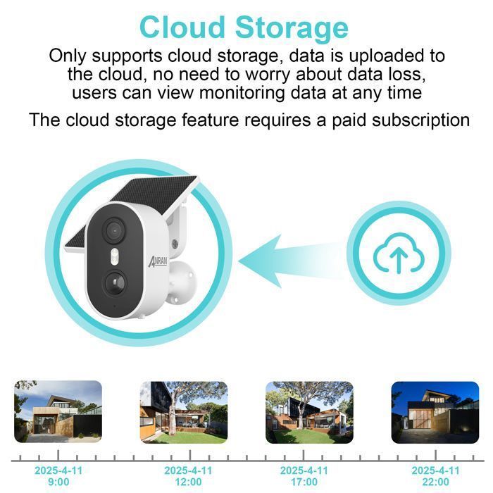 ANRAN Caméra Surveillance WiFi sans Fil Batterie Audio Bidirectionnel Vision Nocturne Colorée , Stockage Cloud indispensable