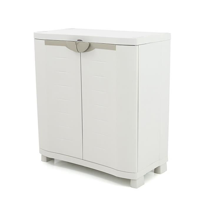 Mobile basso con 2 ante interne/esterne, colore beige - Lunghezza 90 x Profondità 45 x Altezza 100 cm