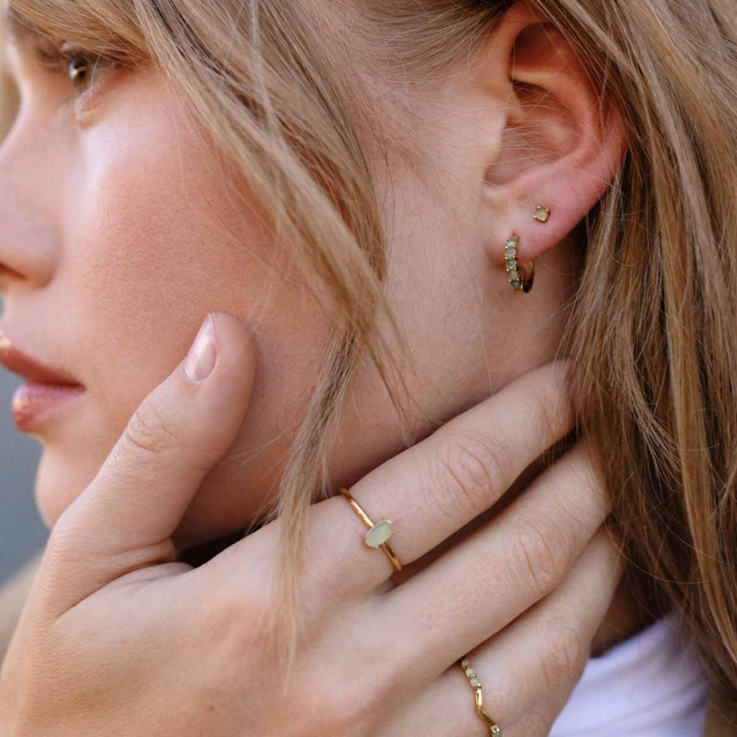 Boucles d'oreilles créoles Harmonie Stone Or