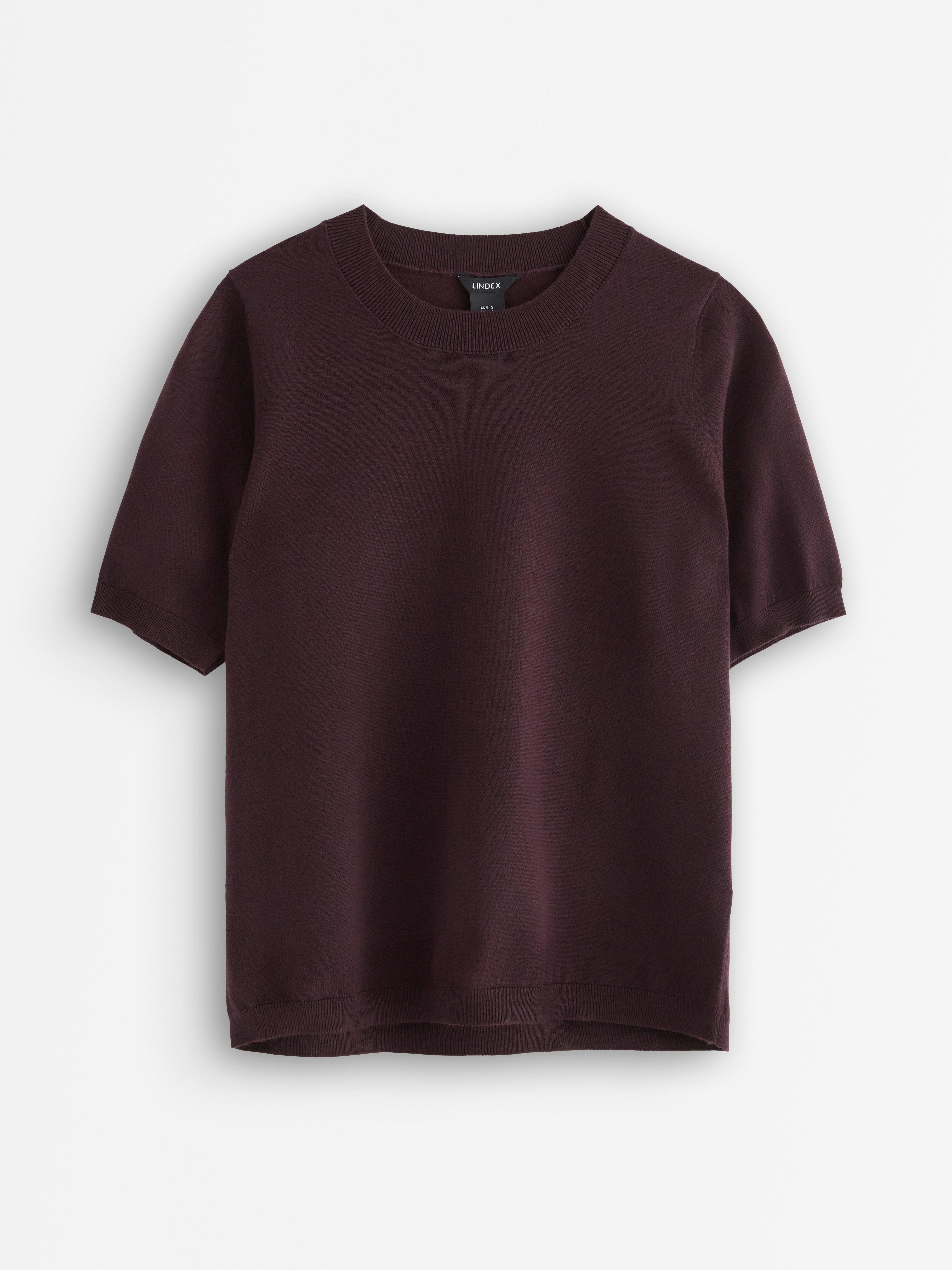 Finstickad top Dark Dusty Red