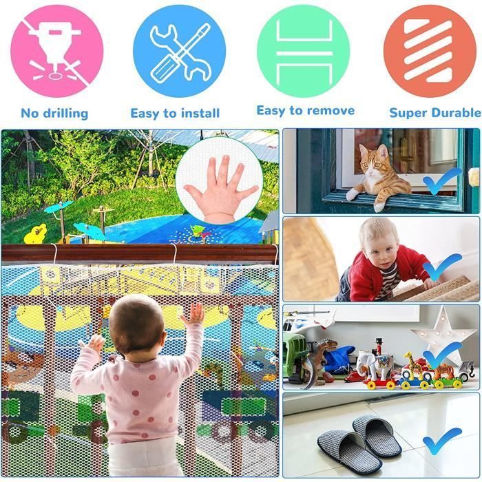 3 mètre Filet de Protection Balcon pour Bébé et Enfant, Filet de Sécurité pour Balcon et Escalier,épaissir le 300*78cm(animaux)