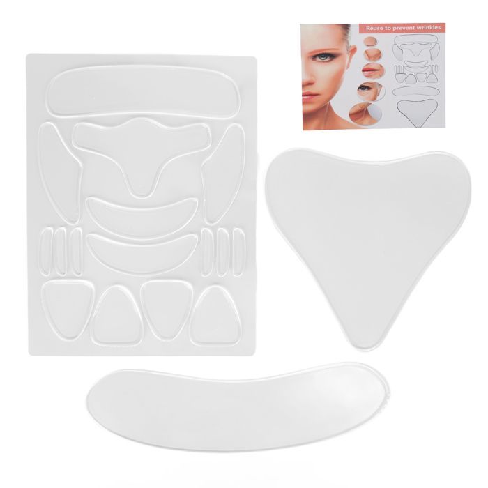 Juego de 18 parches antiarrugas de silicona reutilizables, suaves y portátiles para la frente, el rostro, el cuello y el pecho.