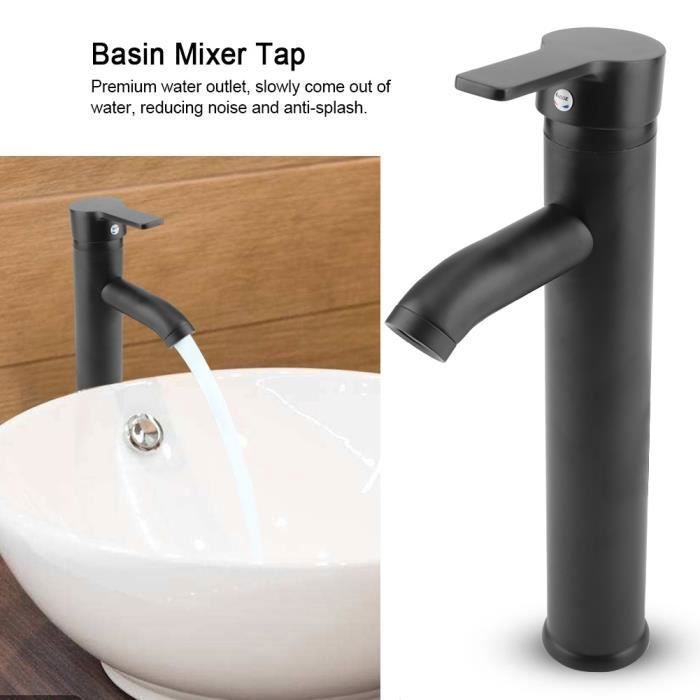 Grifo mezclador de acero inoxidable negro para lavabo e inodoro.
