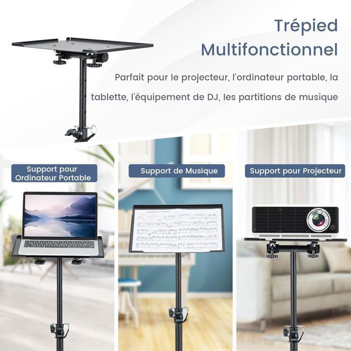 Trípode para proyector COSTWAY - Altura ajustable de 70 a 118,5 cm, plataforma inclinable, pasador de seguridad - Soporte para proyector