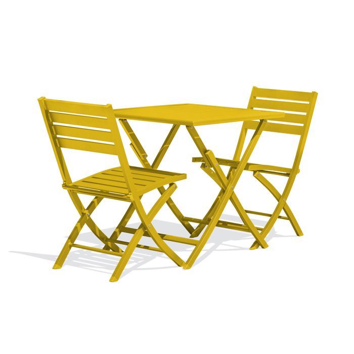 Set da pranzo da giardino in alluminio a 2 posti - Giallo senape