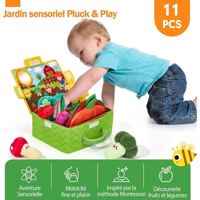 Brinquedo Sensorial para Bebê ZUUKO - 11 Peças - 19,51x14,99x8,99 cm - Multicolorido - Chocalho - Espelho - Apito