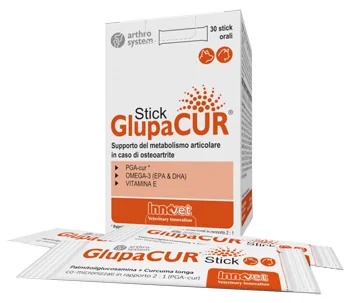 INNOVET Glupacur Suplemento alimentar para o metabolismo articular de cães e gatos, 30 sachês orais.