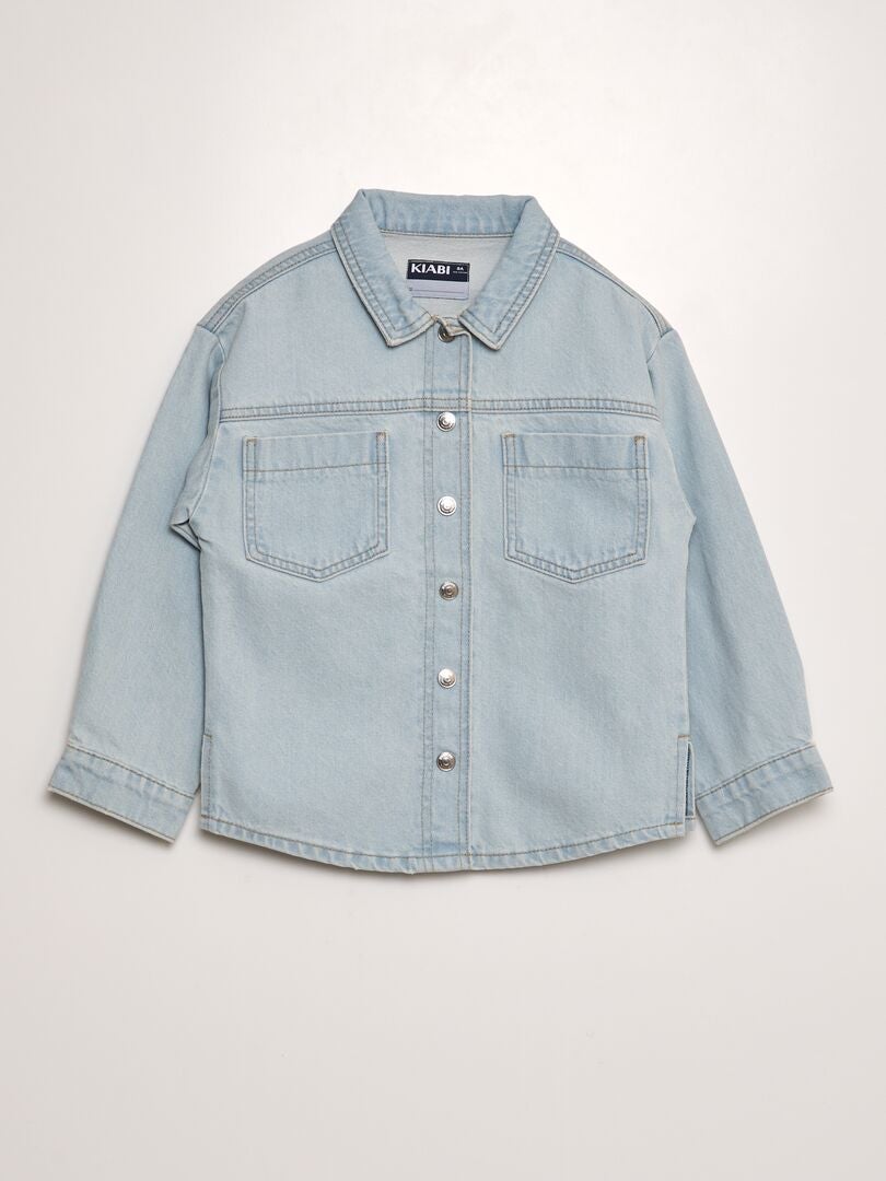 Jaqueta jeans com botões de pressão - AZUL