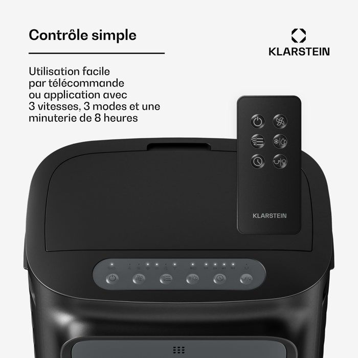 Ventilador inteligente Klarstein Breezcube - 340 m³/h - 10 L - 30 m² - 3 modos - 50 W - Negro - Control remoto