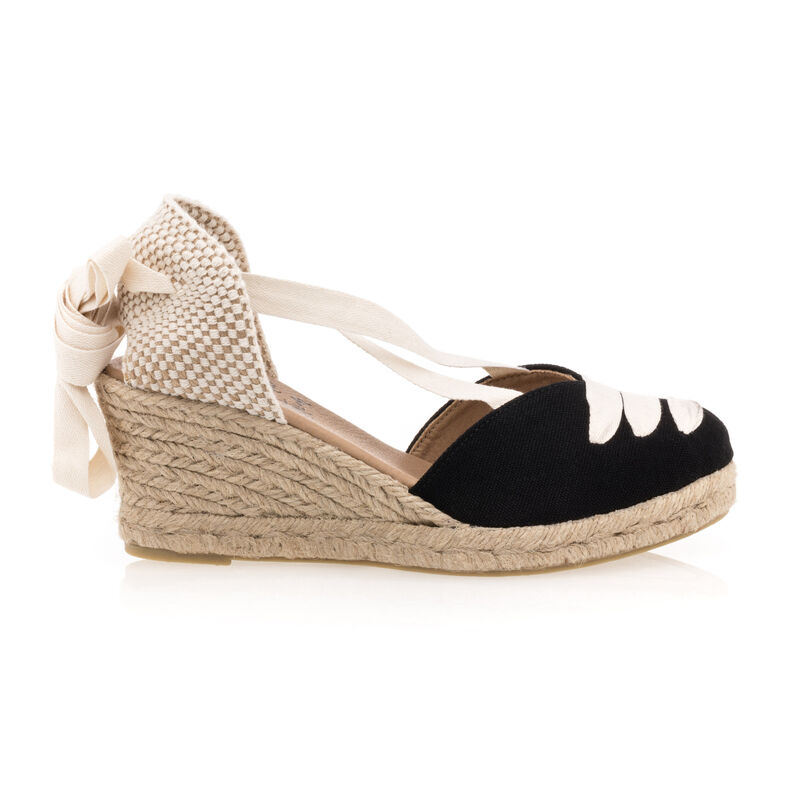 Zwarte espadrilles voor dames met touwzolen
