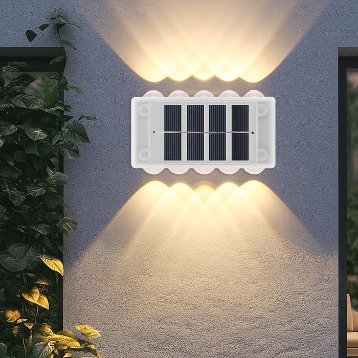 10 luces solares LED para exteriores, resistentes al agua IP65 - Iluminación directa para jardín, valla, puerta, entrada de vehículos - Paquete de 4