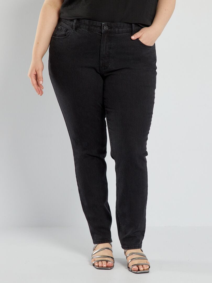 Calça jeans slim de cintura alta - L28 - PRETA