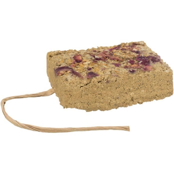 Rodent treat - TRIXIE - Flower-studded clay stone - 100g - Natural - For guinea pigs