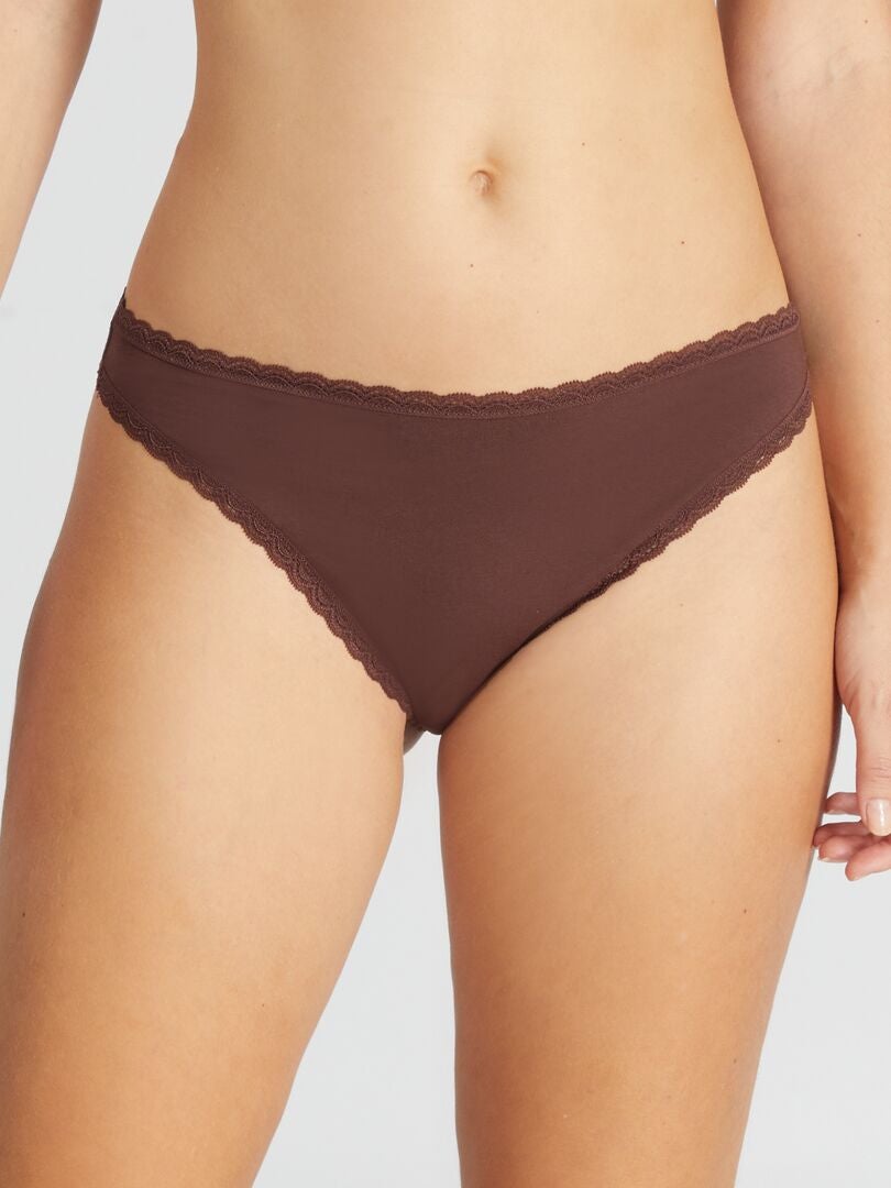 Conjunto de 3 tangas - chocolate