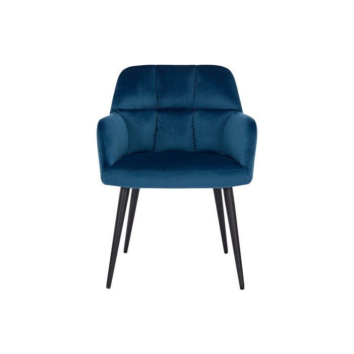 Lot de 2 chaises  avec accoudoirs - Velours et métal - Bleu - PEGA