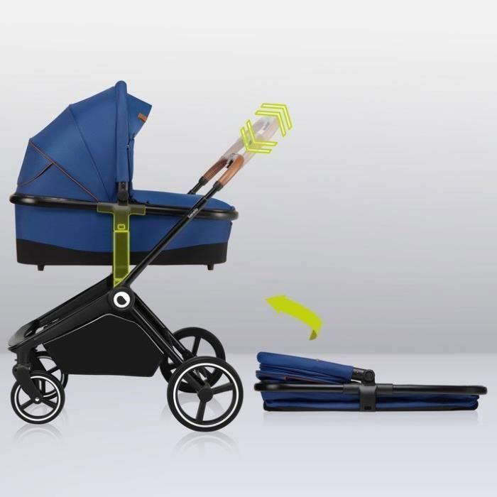 LIONELO Mika 2-in-1 Stroller - Stroller, Bassinet and Accessories Pack - Blue