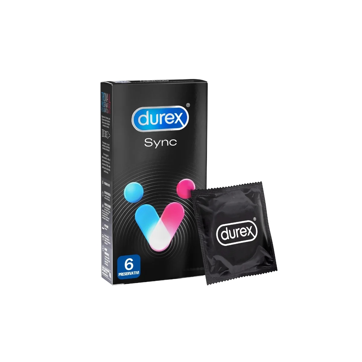 Durex Sync Kondome mit verzögernder und stimulierender Wirkung, 6 Stück, für Paare