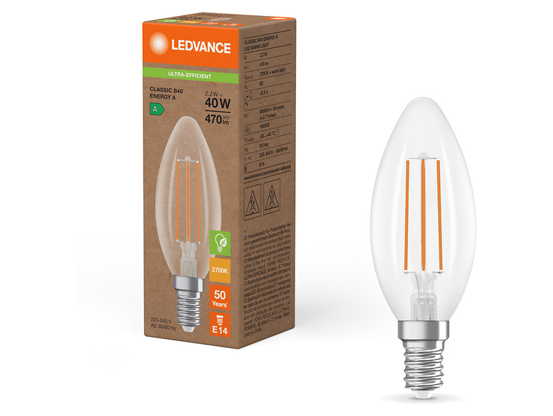 Żarówka LED Świeczka  E14 2,2W z ciepłą barwą światła