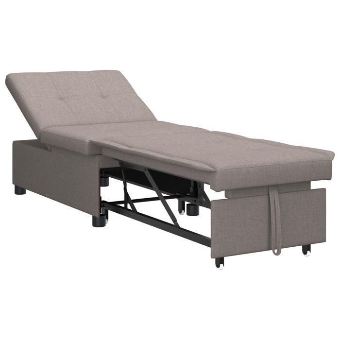 390963 & Divano letto 3 in 1, lettino trasformabile, in tessuto color tortora
