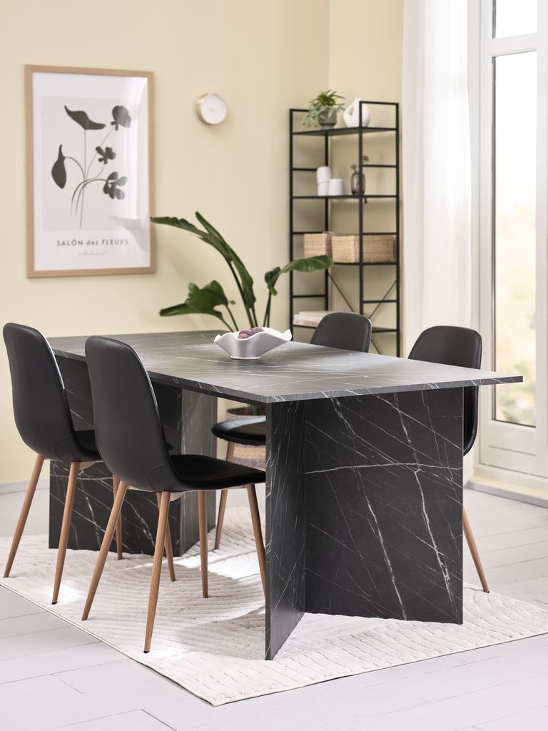 KRONDAL JONSTRUP KRONDAL L180 stalo imitacija marmuro 4 JONSTRUP kėdė juoda/ąžuolas